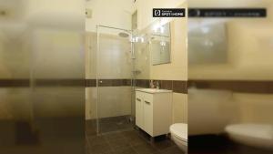 ブダペストにあるDob15 Big Apartmentのバスルーム(トイレ、洗面台、シャワー付)