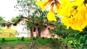 una casa con flores amarillas delante de ella en Pousada Colar de Ouro, en Cunha