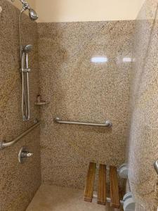フラートンにあるFullerton Lodgeのシャワーとトイレ付きのバスルーム