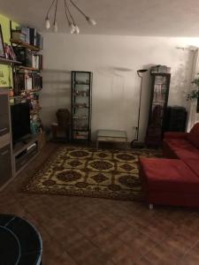 uma sala de estar com um sofá vermelho e um tapete em Casa Mia em Sankt Georgen ob Murau