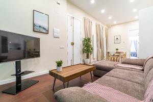 a living room with two couches and a tv at La Latina XII in Madrid