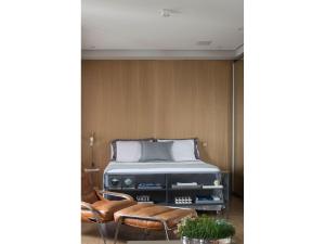 Cama o camas de una habitación en CL1806 Flat com limpeza diária no Itaim Bibi