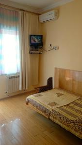 アドレルにあるApartments na Kirovaのベッドルーム1室(ベッド1台、壁掛けテレビ付)