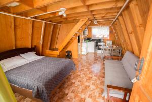 a bedroom with a bed and a couch in a room at Pyramidal Park Valdivia in Valdivia
