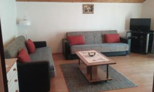 een woonkamer met een bank en een salontafel bij Apartment Marija in Umag