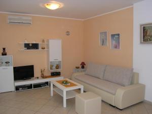 Televízia a/alebo spoločenská miestnosť v ubytovaní Apartments Biljana for relaxing holidays in Baska