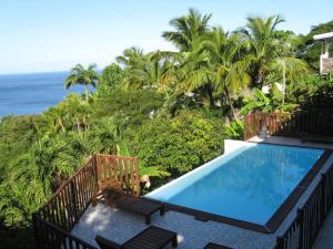 - une piscine avec vue sur l'océan dans l'établissement GÏTE REVE CARAIBES " LA PERLE ", à Bouillante