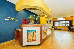 a kitchen with a large mural on the wall at Microtel Inn & Suites by Wyndham New Braunfels I-35 in New Braunfels