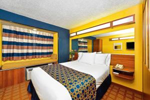 a hotel room with a bed and a desk at Microtel Inn & Suites by Wyndham New Braunfels I-35 in New Braunfels