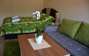 a living room with a couch and a coffee table at Apartman Trg Višegrad in Višegrad