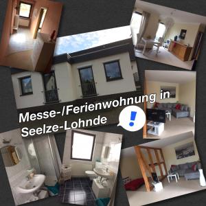 un collage de cuatro fotos de un baño en Apartement in Seelze Lohnde, en Seelze