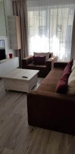 a living room with two couches and a couch at Apartament Rosenau in Râşnov