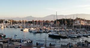 a bunch of boats docked in a harbor at Belle villa classée 4 étoiles proche plage avec jardin in Saint-Cyprien-Plage