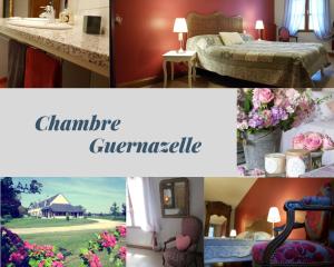 
a collage of photos of a hotel room at Le Champ du Pré in Gièvres
