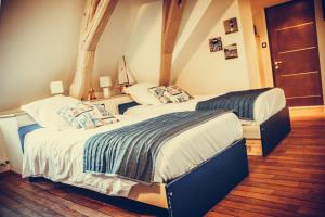 a room with two beds in a room at chambres d'hotes saint hubert in Saunay