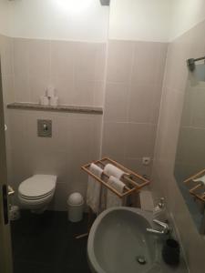 a bathroom with a sink and a toilet at Studio Grand Rue in Colmar