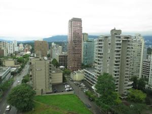 a view of a city with tall buildings at Tropicana Suite Hotel in Vancouver