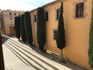 a row of trees on the side of a building at Apartament L'Alba in Tossa de Mar