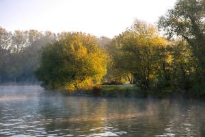 a body of water with trees in the background at Bateau péniche au coeur de Lille in Lille