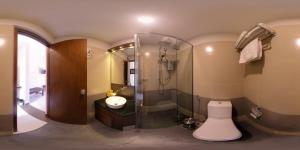 a bathroom with a shower and a toilet and a sink at Hive 68 - Hotel and Resorts (Negombo) in Negombo