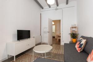 uma sala de estar com um sofá e uma televisão em Gopal-Comfortable Cozy Apartment for Groups in Gracia em Barcelona