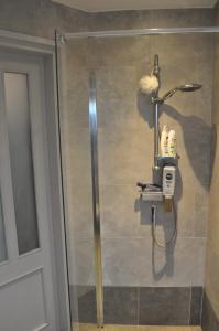 La salle de bains est pourvue d'une cabine de douche et d'un sèche-cheveux. dans l'établissement Birchy Hills, à Sitno