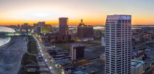 a large city with tall buildings and a clock tower at FantaSea Resorts at Atlantic Palace in Atlantic City