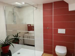 a bathroom with a toilet and a sink at Le Dauphin in Chabeuil