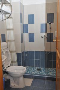 a bathroom with a toilet and a shower at BEHAR Hotel & SPA in Goražde