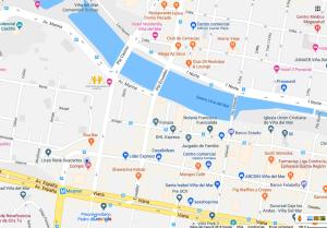 a close up of a google map with circled attractions at Aquamarina Apart Hotel in Viña del Mar
