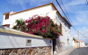 un edificio con flores a un lado. en Family house Adraga, en Sintra