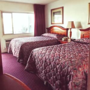 a hotel room with two beds and a window at Budget Inn Express Helena in Helena