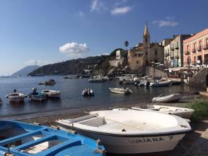 a group of boats are docked in a harbor at Casa Vacanze Central Cincotta in Lipari