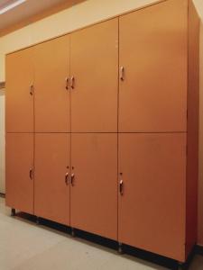 a row of lockers in a gym at RK appartment 3 bedroom with kitchen and balcony in Varanasi