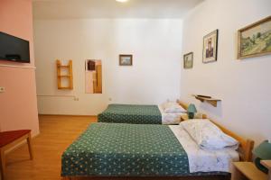a bedroom with two beds and a flat screen tv at Apartment and rooms Roko in Zaglav