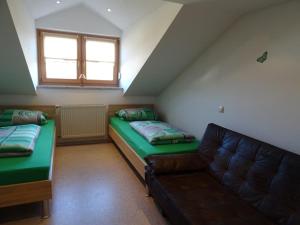 羅丁的住宿－Ferienwohnung Hornauer，一间带两张床和一张沙发的客厅