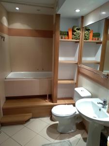 ein Bad mit einem WC und einem Waschbecken in der Unterkunft Uroczysko Ludwinowo na Podlasiu in Łuka