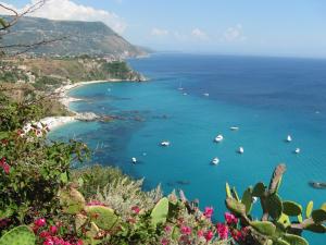 a view of a bay with boats in the water at Villa Anna Tropea in Tropea
