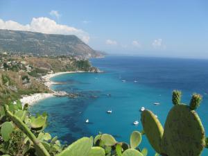 a view of a bay with boats in the water at Villa Anna Tropea in Tropea