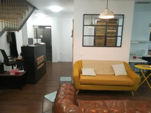 A seating area at Agora Hostel