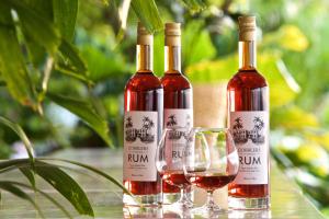 three bottles of red wine and two glasses at Cobblers Cove - Barbados in Saint Peter