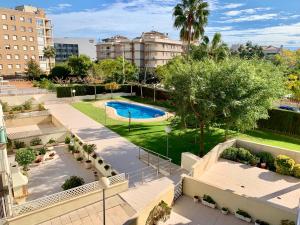 an overhead view of a park with a swimming pool at APARTAMENTO - WIFI FREE - PISCINA 250 M PLAYA in Cambrils