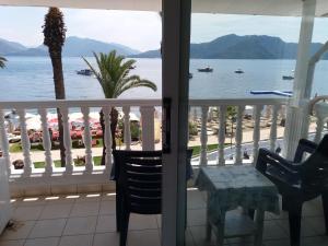 a view of the beach from the balcony of a resort at Uysal Motel Beach in Marmaris