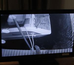 鲍内斯温德米尔Marina Boathouse, lake windermere lets的电视屏幕,键盘上的小船图片