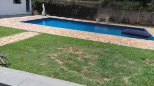 a swimming pool in a yard with green grass at Casa de Campo em Matozinhos in Matozinhos