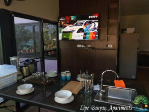 Lipe Banyan Apartments的电视和/或娱乐中心