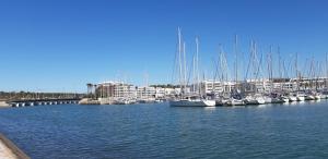 a group of boats docked in a marina at Rossio Sol Mar in Lagos