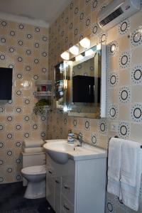 マッサ・ルブレンセにあるIl Vialeのバスルーム(洗面台、トイレ、鏡付)