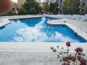 une grande piscine d'eau bleue dans l'établissement Benalmádena Piscis Sun & Beach, à Benalmádena