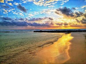 una playa con un cielo nublado y el océano en Bahia Principe & Golf Residences (Terrazas Condo) en Tulum